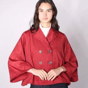 Marla Wynne Red Jacket Large Faux Suede Double Breasted Womens Oversized Blazer